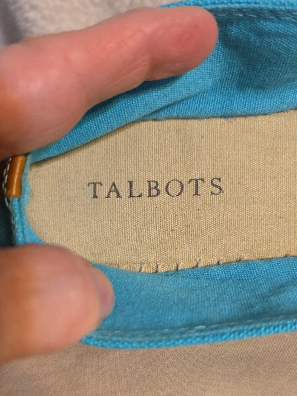 Talbots Turquoise Canvas Espadrilles with Gold Dragonfly Medallion